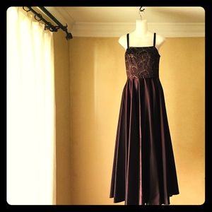 Jessica McClintock dark brown gown full length